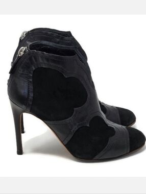 Rupert Sanderson Leather & Suede Trim Stiletto Booties Black 37